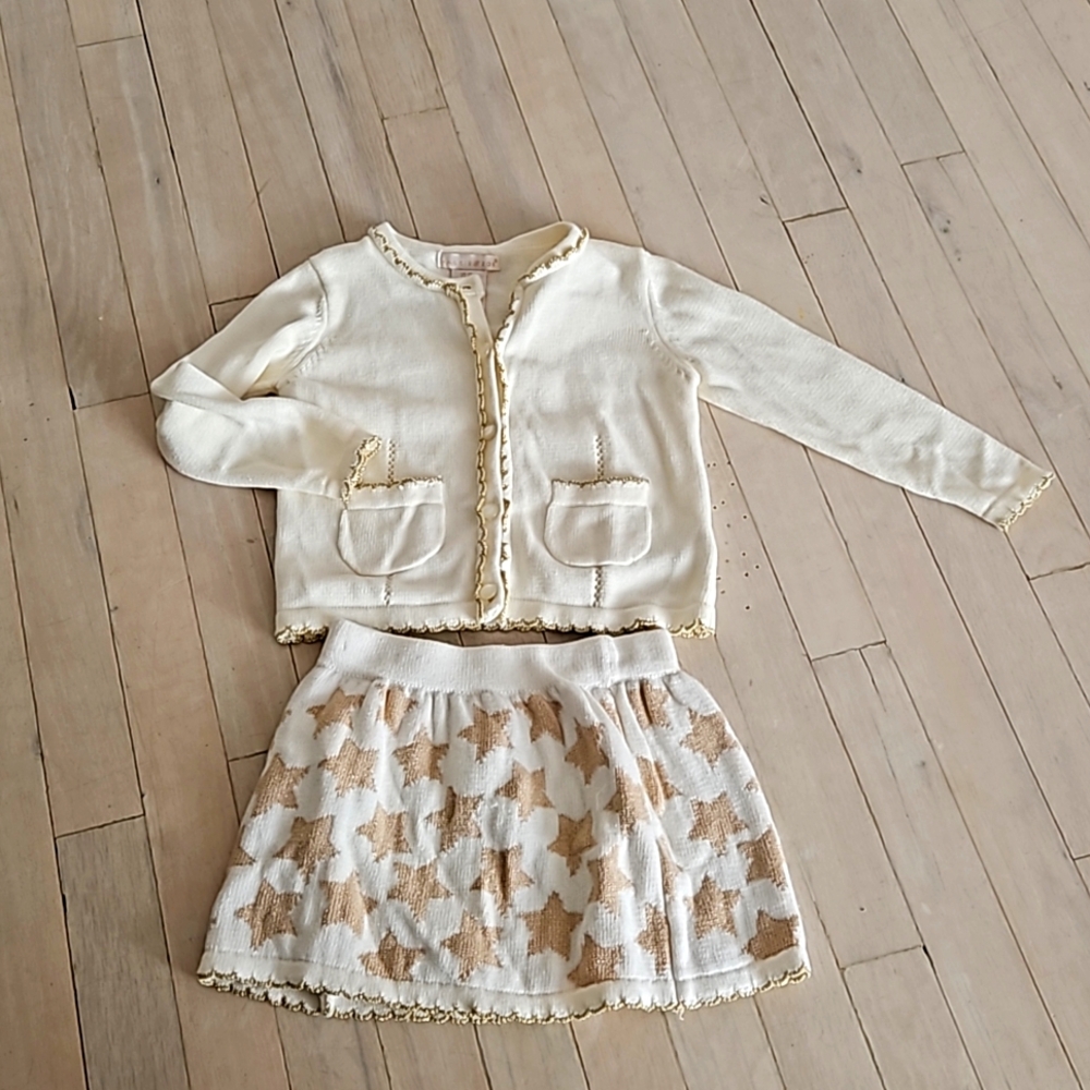 Cream & Gold 2-pc. Star Sweater Set